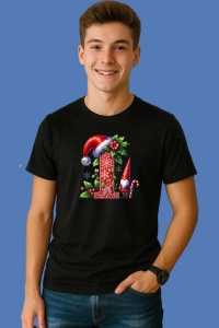 Tricou I Litere Craciun Cu Spiridus Si Caciula Mos, din bumbac 100% Copii | Dama | Barbat - Img 3