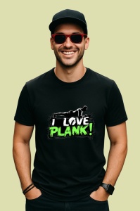 Tricou I Love Plank Exercitiu Fitness, Copii | Dama | Barbat, culoare negru - Img 2