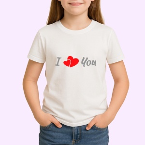 Tricou I Love You Inima Rosie Minimalist V4, din bumbac 100% , tricou alb pentru Copii | Dama | Barbat - Img 1