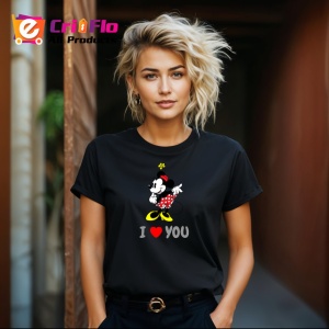 Tricou I Love You Minnie Mouse Cu Inima Rosie, din bumbac 100%, tricou negru Copii | Dama | Barbat - Img 8