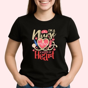 Tricou I'm a nurse a work of heart Negru, Copii | Dama | Barbat