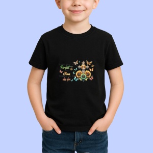 Tricou I may not be perfect but thankful design cu fluturi si floarea soarelui Copii | Dama | Barbat Barbat - Img 5