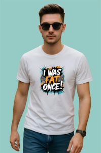 Tricou I Was Fat Once Text Motive Albastru, Copii | Dama | Barbat - Img 2