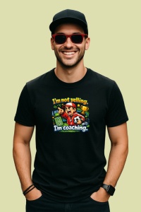 Tricou Im Not Yelling Im Coaching Antrenor Fotbal, din bumbac 100%, tricou negru Copii | Dama | Barbat - Img 3