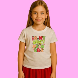 Tricou In My Mom Era Merry Bluemas Grinch Vibe Cricut, din bumbac 100%, tricou alb, Copii | Dama | Barbat - Img 2