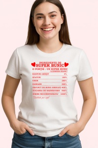 Tricou ingrediente de super bunic portie super bunic mesaj cadou glumet, Copii | Dama | Barbat - Img 3