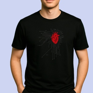 Tricou Inima integrata ca un procesor Negru, Copii | Dama | Barbat