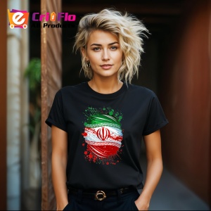 Tricou Iran Steag Splash Art, Copii | Dama | Barbat, culoare negru - Img 12