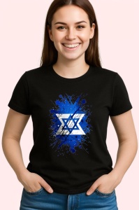 Tricou Israel Steag Splash Art, Copii | Dama | Barbat, culoare negru - Img 4