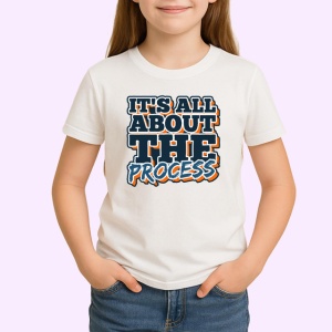 Tricou Its All About The Process Font Sportiv, din bumbac 100% , tricou alb pentru Copii | Dama | Barbat - Img 2