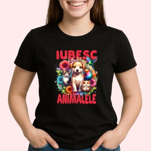 Tricou Iubesc Animalele, natura si tot ce ne inconjoara Negru, Copii | Dama | Barbat