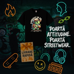 Tricou Iubesc Animalele, natura si tot ce ne inconjoara Negru, Funky Turtle Negru, Copii | Dama | Barbat - Img 12