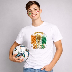 Tricou Ivory Coast World Cup 2026 Fifa, din bumbac 100%, tricou alb, Copii | Dama | Barbat