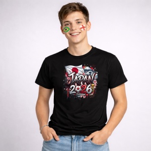 Tricou Japan World Cup 2026 Fifa, din bumbac 100%, tricou negru, Copii | Dama | Barbat