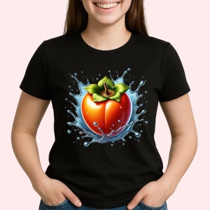 Tricou Kaki si stropi tropicali, Fructe, Copii | Dama, culoare negru - Img 2