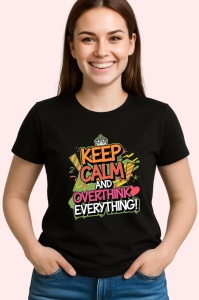 Tricou Keep Calm And Overthink Everything, Copii | Dama | Barbat, culoare negru