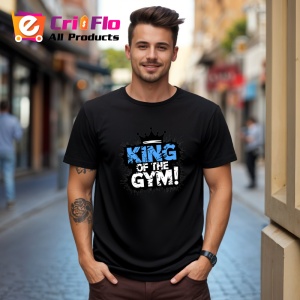 Tricou King Of The Gym Text Albastru, Copii | Dama | Barbat, culoare negru - Img 5