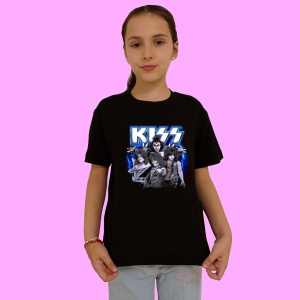 Tricou KISS - Blue Stage, muzica POP, Dama | Barbat | Copii, Culoare Negru - Img 2