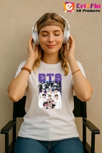 Tricou KPOP dama cu trupa formatia BTS 11 , music Coreean 178 - Img 7