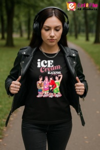 Tricou KPOP dama cu trupa formatia ICE CREAM BLACKPINK , music Coreean 217 - Img 6