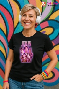 Tricou KPOP dama cu trupa formatia JIMIN 5 , music Coreean 235 - Img 4