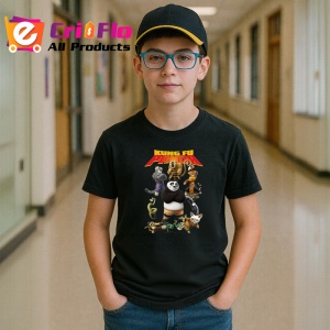 Tricou Kung Fu Panda panda luptator in arte martiale in cautarea echilibrului, Copii | Dama | Barbat , tricou negru