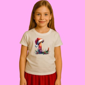 Tricou L Litere Alfabet Craciun Impodobite Cu Decoratiuni, din bumbac 100% Copii | Dama | Barbat - Img 3
