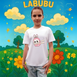 Tricou Labubu baie roz, Unisex Dama si Barbat | Copii - Img 3