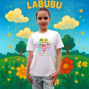 Tricou Labubu birthday roz, Unisex Dama si Barbat | Copii - Img 3
