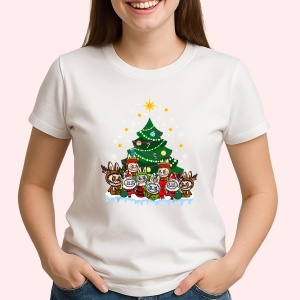 Tricou Labubu brad craciun, Unisex Dama si Barbat | Copii - Img 2