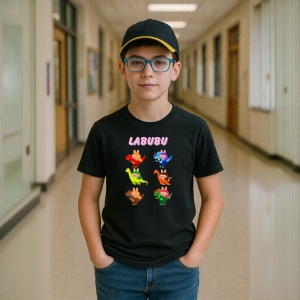 Tricou Labubu dino, Unisex Dama si Barbat | Copii, Culoare Negru - Img 10