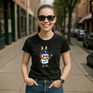 Tricou Labubu dodgers maro, Unisex Dama si Barbat | Copii, Culoare Negru - Img 5