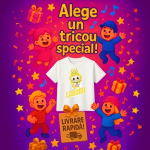 Tricou Labubu galben simplu, Unisex Dama si Barbat | Copii - Img 6