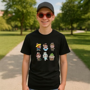 Tricou Labubu gasca jocuri, Unisex Dama si Barbat | Copii, Culoare Negru - Img 4