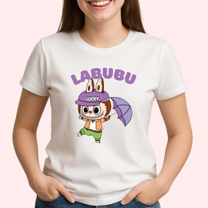 Tricou Labubu lucky umbrela, Unisex Dama si Barbat | Copii - Img 2