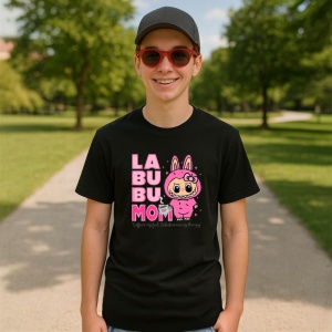 Tricou Labubu mama cu text, Unisex Dama si Barbat | Copii, Culoare Negru - Img 4