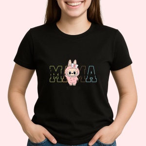 Tricou Labubu mama est, Unisex Dama si Barbat | Copii, Culoare Negru