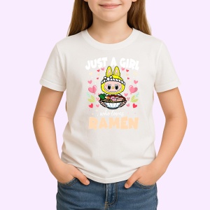 Tricou Labubu ramen roz, Unisex Dama si Barbat | Copii