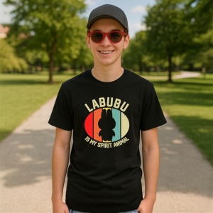 Tricou Labubu spirit animal, Unisex Dama si Barbat | Copii, Culoare Negru - Img 4