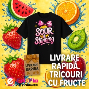 Tricou Lamaie Acreala si stralucire, Fructe, Copii | Dama, culoare negru - Img 12