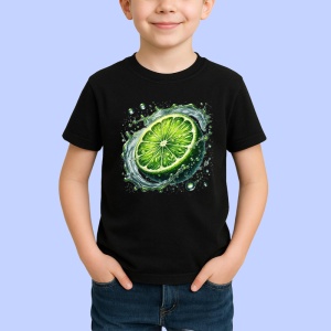 Tricou Lamaie verde si stropi intensi, Fructe, Copii | Dama, culoare negru