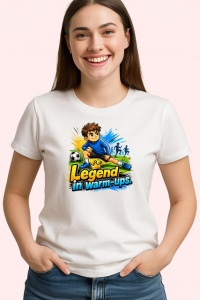 Tricou Legend In Warm Ups Copil Fotbalist V1, din bumbac 100% , tricou alb pentru Copii | Dama | Barbat - Img 2