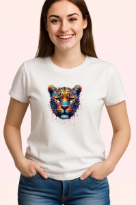 Tricou Leopard realist in culori vibrante pop art Copii | Dama | Barbat - Img 3