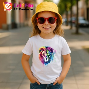 Tricou Leu artistic in culori calde si reci fundal alb Copii | Dama | Barbat - Img 11