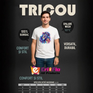 Tricou Leu curcubeu cu detalii aurii si fundal alb Copii | Dama | Barbat - Img 6