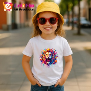 Tricou Leu inflacarat cu fundal roz portocaliu Copii | Dama | Barbat - Img 11