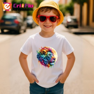 Tricou Leu regal cu coama in vant fundal alb Copii | Dama | Barbat - Img 10