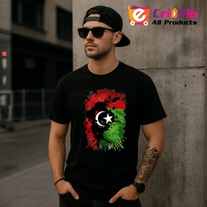 Tricou Libya Steag Splash Art, Copii | Dama | Barbat, culoare negru - Img 6
