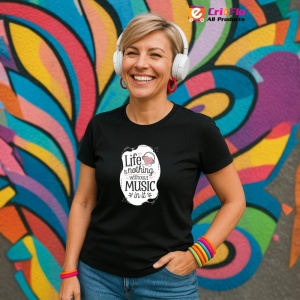 Tricou Life Is Nothing Without Music, Copii | Dama | Barbat, culoare negru - Img 12