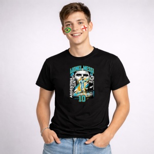 Tricou Lionel Messi Argentina World Cup Fifa 2026, din bumbac 100%, tricou negru, Copii | Dama | Barbat - Img 2